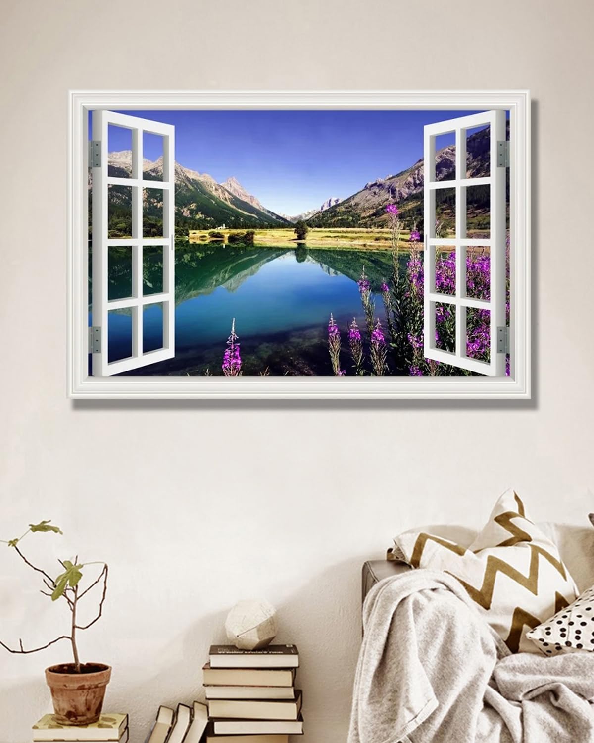 NHLDZYH Wewnętrzna rama. Sztuczny obraz na płótnie, dekoracja ścienna z widokiem krajobrazowym 3D, gotowa do powieszenia do domowego biura lub salonu. C194. 60 x 90 cm - 23,7 x 35,5 cala.