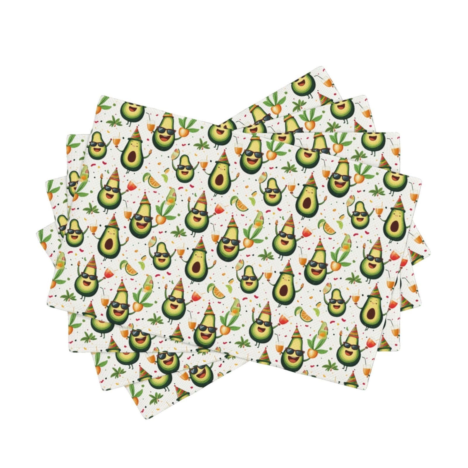 Sets de table de salle à manger lavables pour protéger votre table avec un motif avocat fun