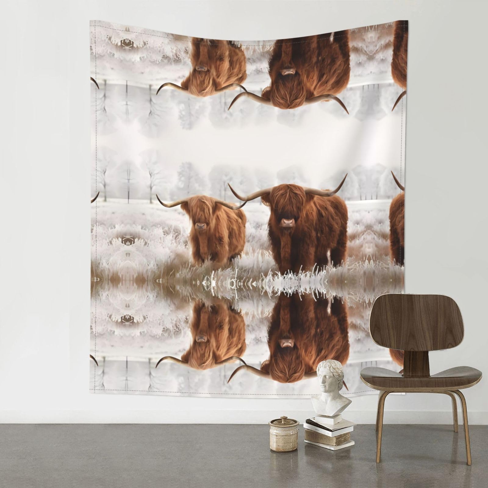 YYHWHJDE Scottish Highland Cow Prints 60x51in Wall Tapestry – Boho Decor Throw Blanket for Bedroom, Dorm, Beach Cover, Picnic & More