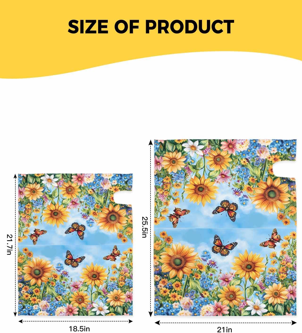 QueenKer Rustic Sunflowers Mailbox Covers Magnetic Oversize 21" x 25.5" Colorful Flowers Butterfly Replaceable Post Wraps Letter Box Cover Welcoming Outdoor Decoration for Yard Patio Garden
