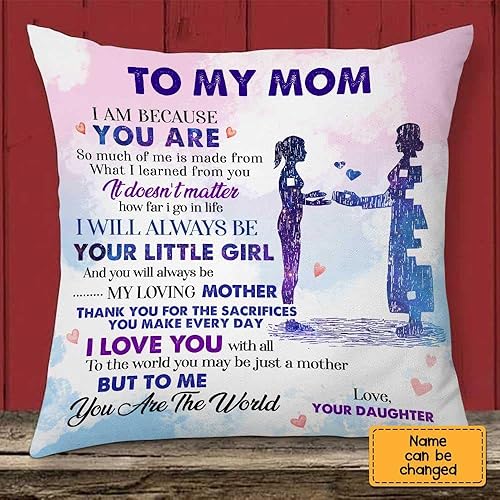 Miniatura 5 de Almohada personalizada para mi mamá, soy porque eres regalo para mamá, mamá, madre, abuela, cumpleaños, día de la madre, Navidad, Acción de Gracias,