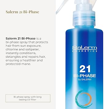 SALERM - Biphase Conditioner 21 Biphase - 190 ml - Leave-In Conditioner - Protects Hair Against Sun, Chlorine, and Salt - Detangler - Anti-Frizz - Anti-Yellow Effect