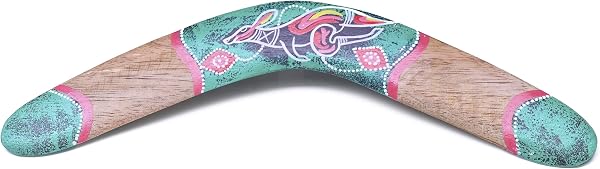 Boomerang de madera, 40 cm, canguro, pintado a mano, decorativo y funcional, adecuado para actividades al aire libre - 1