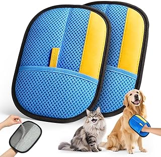 JGLXF 2025 Thickened Electrostatic Pet Hair Removal Gloves (2 Pcs) - Reusable Strong Grooming Gloves for Cats & Dogs, Hair...