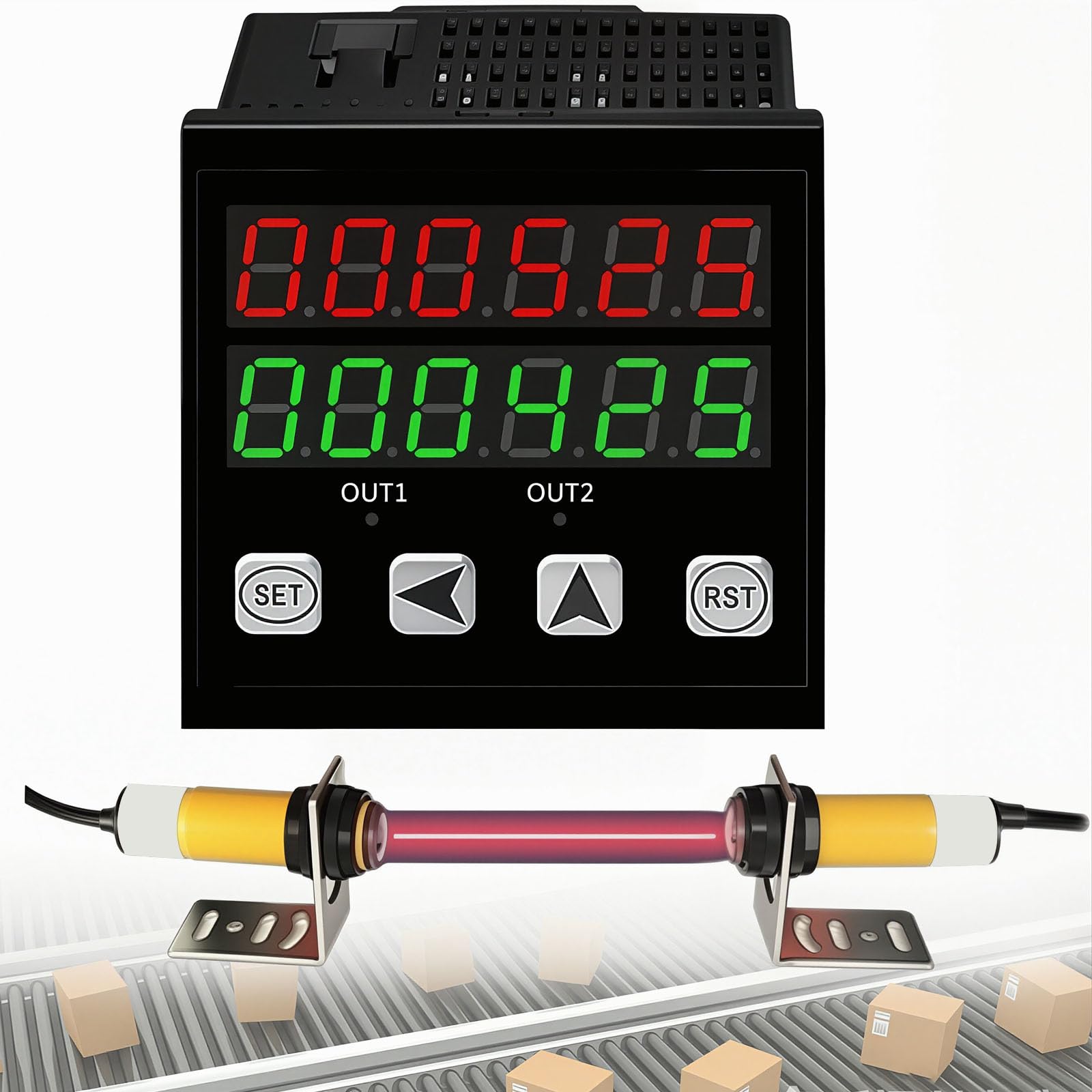 Contatore A Induzione Automatico A 6 Cifre Per Linee Di Produzione, Con Funzione Di Memoria A Spegnimento Spento, Distanza Di Rilevamento Di 5 M, Indicatore Led, Conta Fino A 999999, Ideale Per