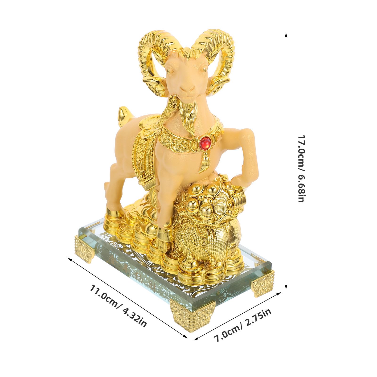 GALPADA Widderfigur mit Barren aus Glas und Kunstharz für Schreibtisch