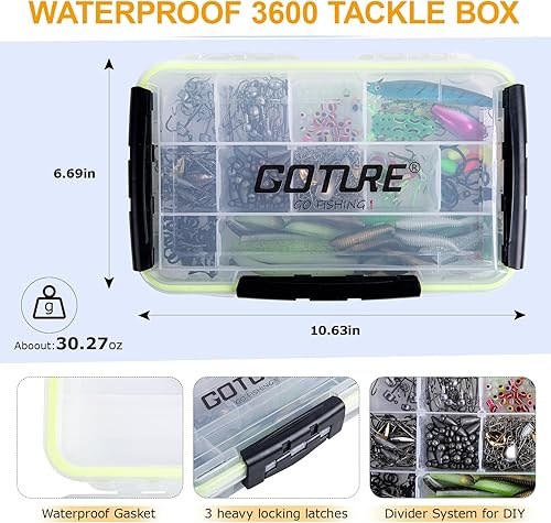 Miniatura 6 de Goture Kit de accesorios de 391 piezas de señuelos de pesca con caja de aparejos  Kit de accesorios de pesca, ganchos Minnow Crankbait Rana Popper