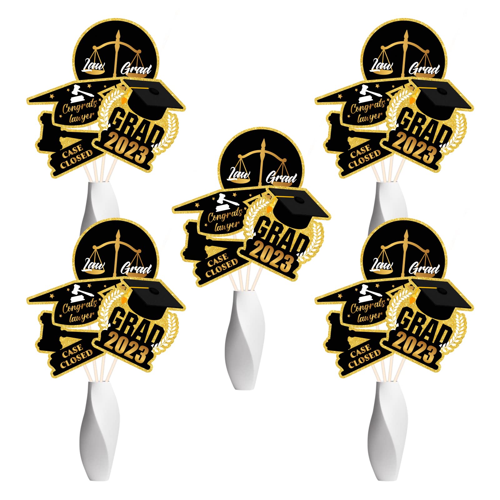 LECAKTO Case Closed Centerpiece Sticks, Congrats Lawyer Student Graduation Table Decor - Congrats Grad Class of 2023 Law School Party Supplies - 16PCS