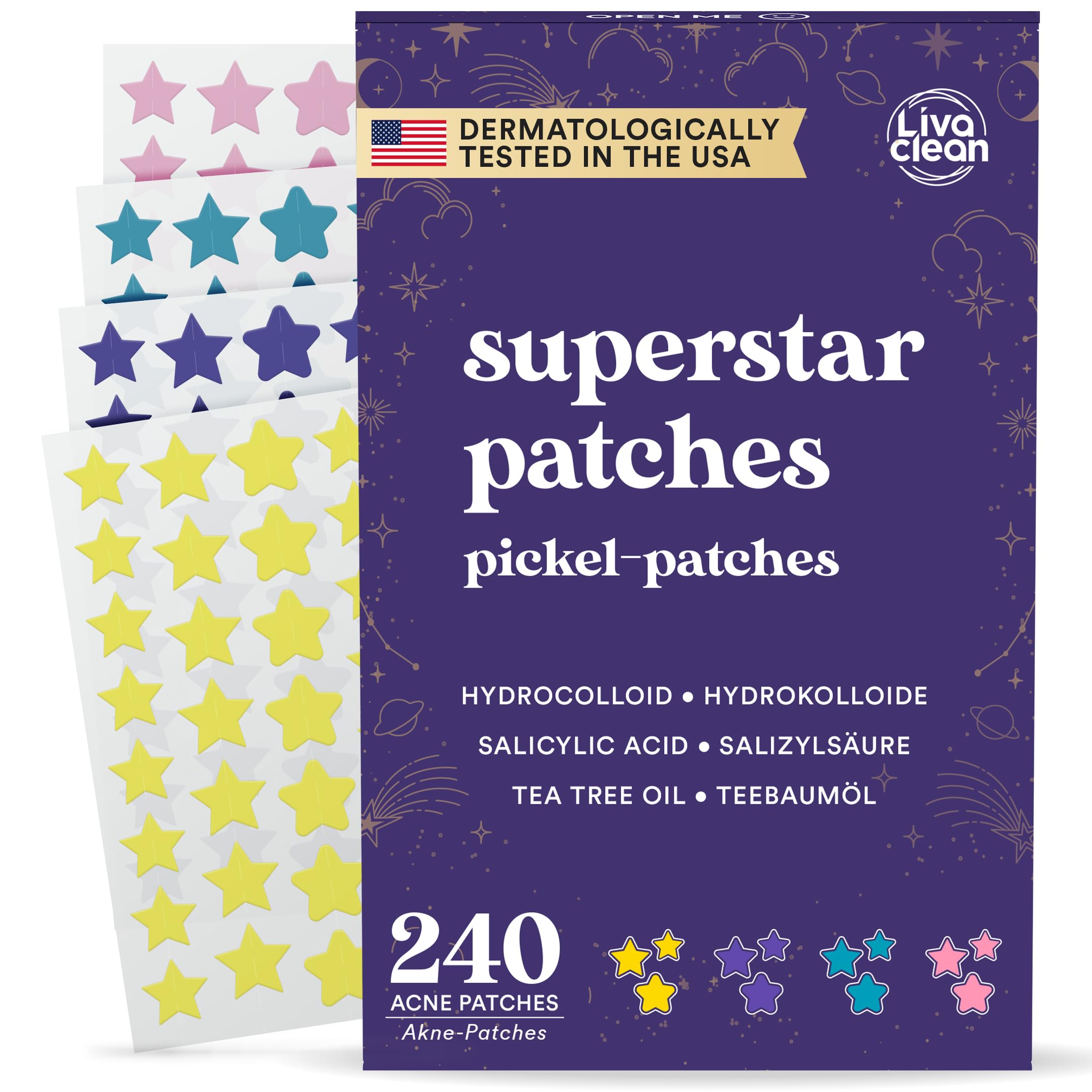LivaClean 240 CT Pickel Patch Stern & Star Pimple Patches – Pickel Pflaster, Star Pimple Patch, Pickelpflaster.