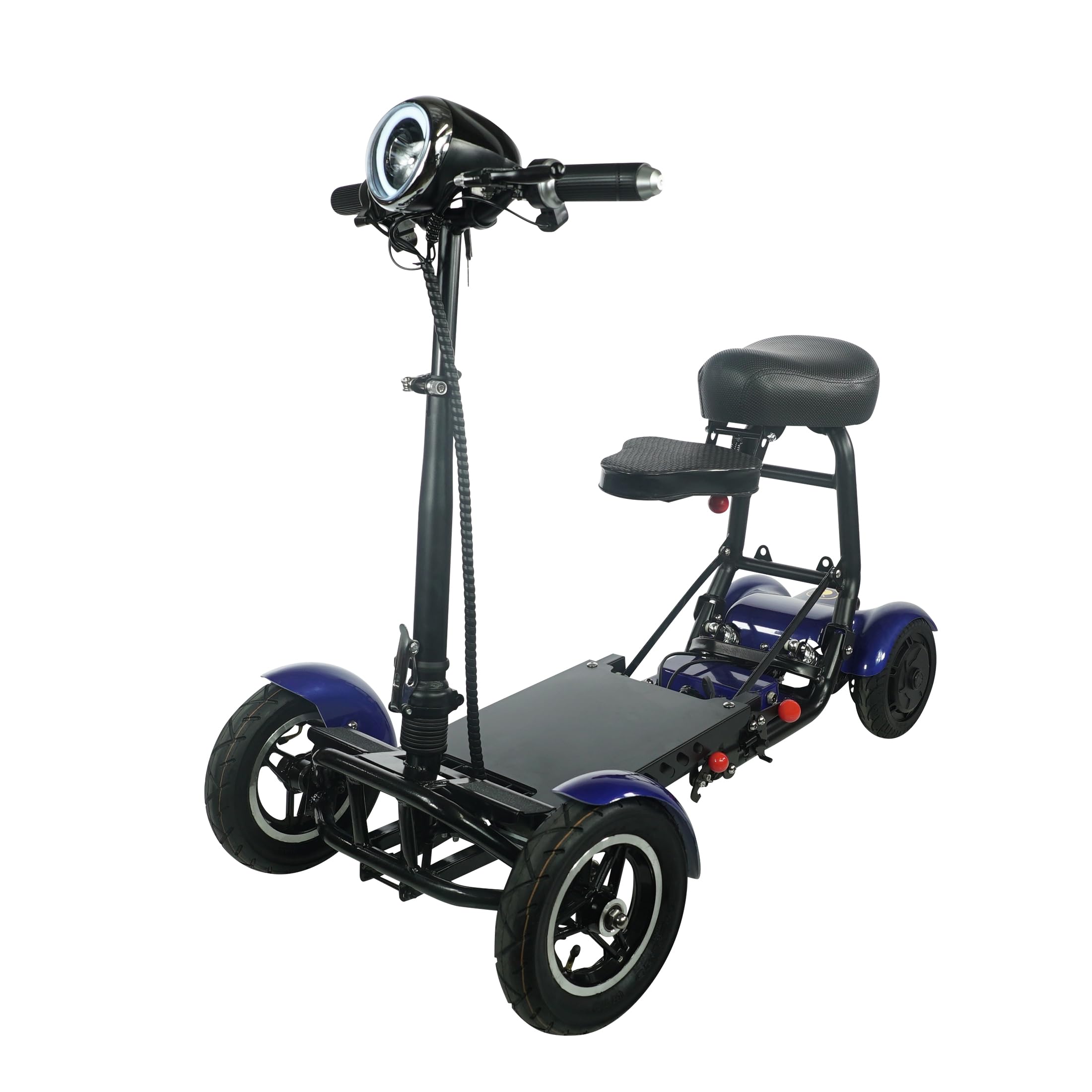 MS-3000 | Foldable Mobility Scooters, Standard Seat, Folding Electric Scooter for Adults, Long Range Foldable Mobility Scooter for Seniors, 4 Wheel Motorized Travel Scooter (Blue, 25+