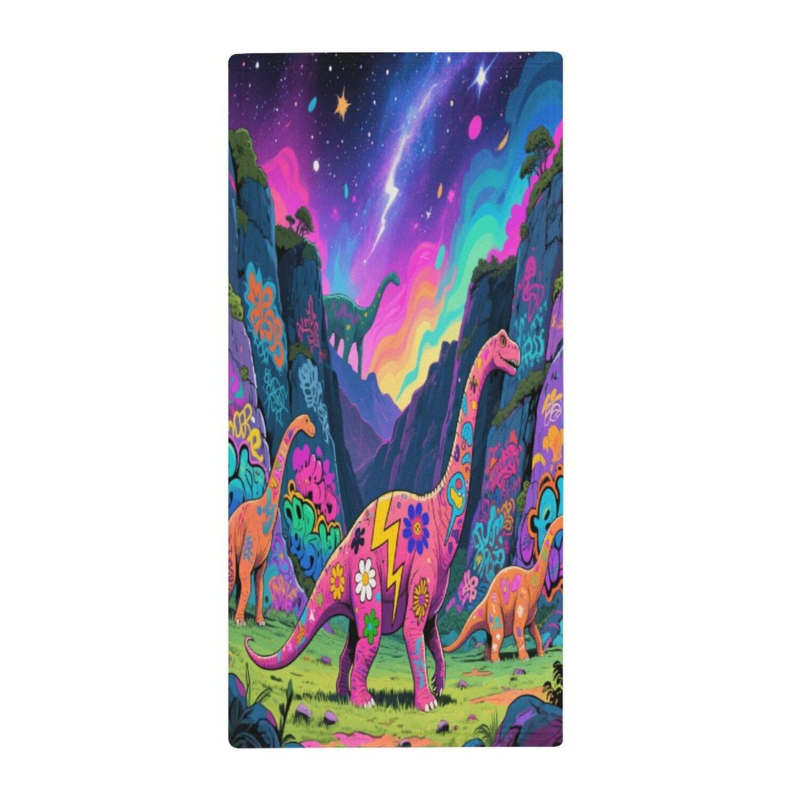 Fekiloot Style Graffiti Dinosaur Towels For Bathroom, Bath Towels 13.8 X 28.7 Inch, Hand Towel Multipurpose Use As Bath Fitness, Bathroom, Shower, Sports, Yoga Towel