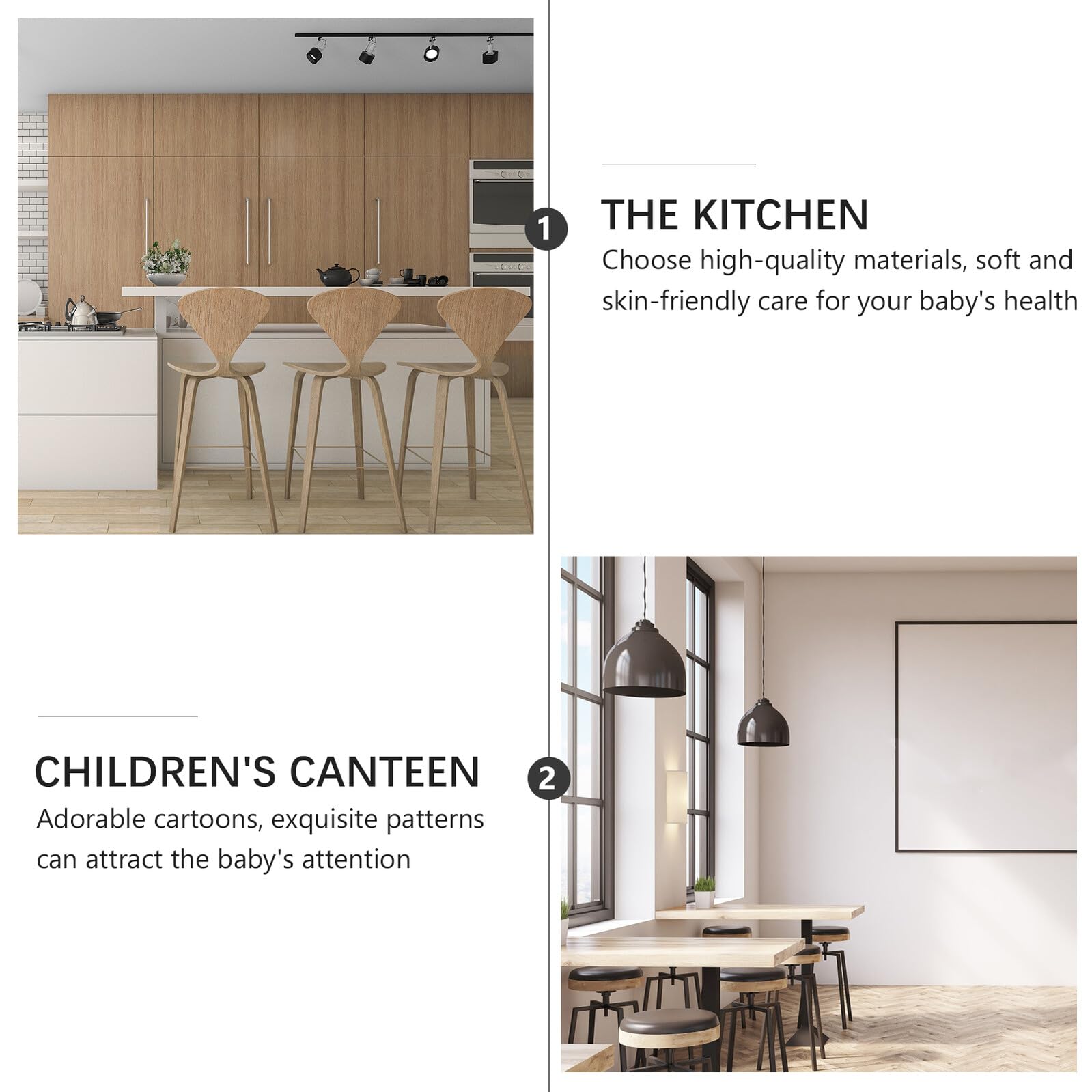 SOLUSTRE Cuscino Rialzo per Sedia da Pranzo per Bambini Nero, Morbido in Cotone Rivestimento Rimovibile e Facile da Pulire, Forma Rotonda,