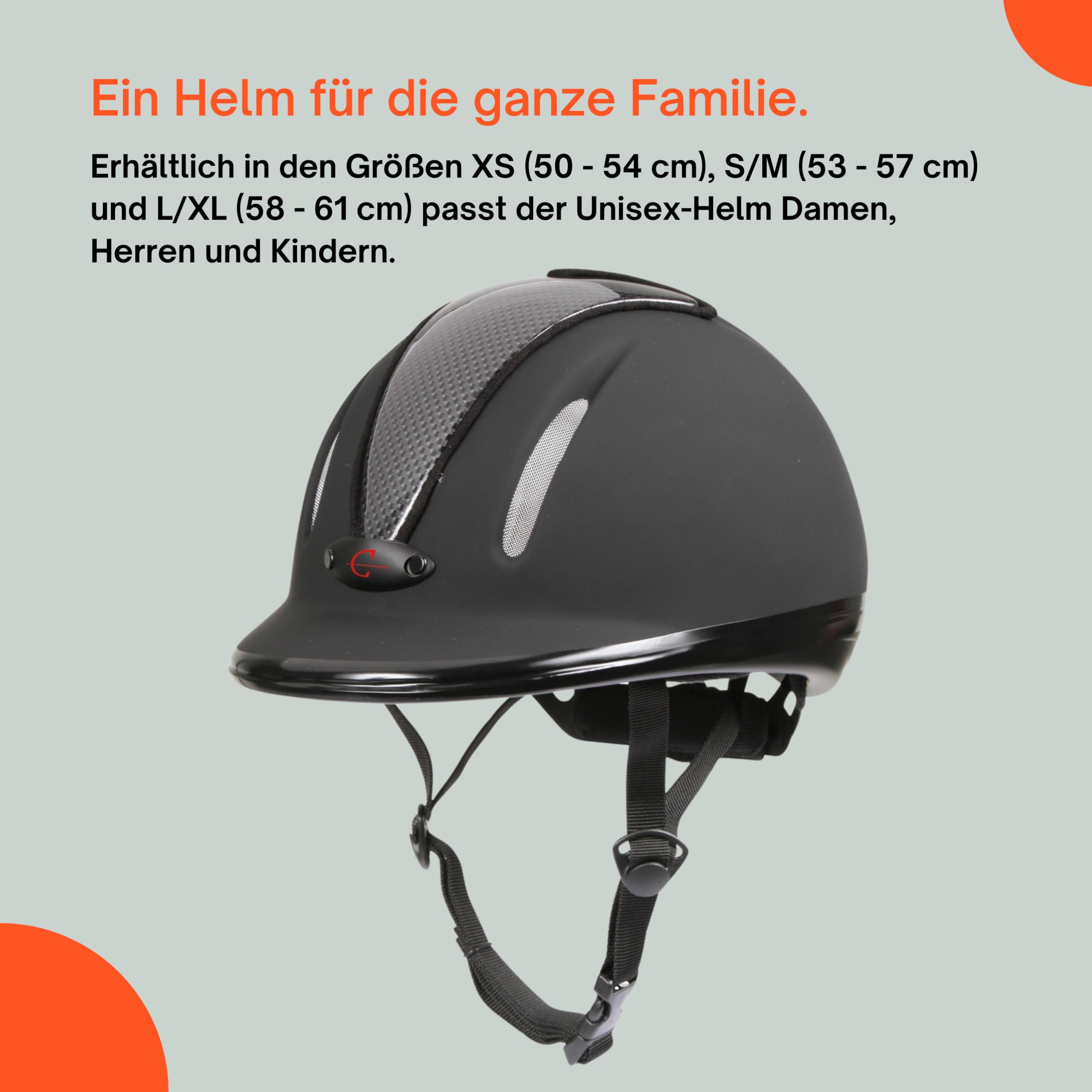 RL24 - Reithelm Carbonic von Covalliero | Reitkappe Kinder, Damen & Herren | mit 3-Punkt-Befestigung & optimalem Belüftungssystem | Helm zum Reiten | Reiterhelm in Anthrazit | Größen XS, S/M, L/XL
