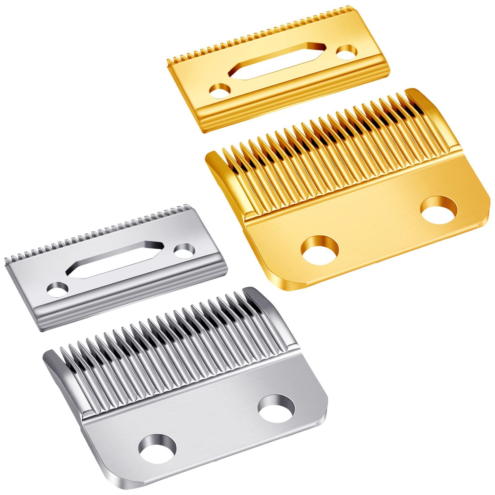 2 Sets Adjustable Clippers Blades, 2 Hole Hair Trimmer Replacement Blade (Silver, Gold)