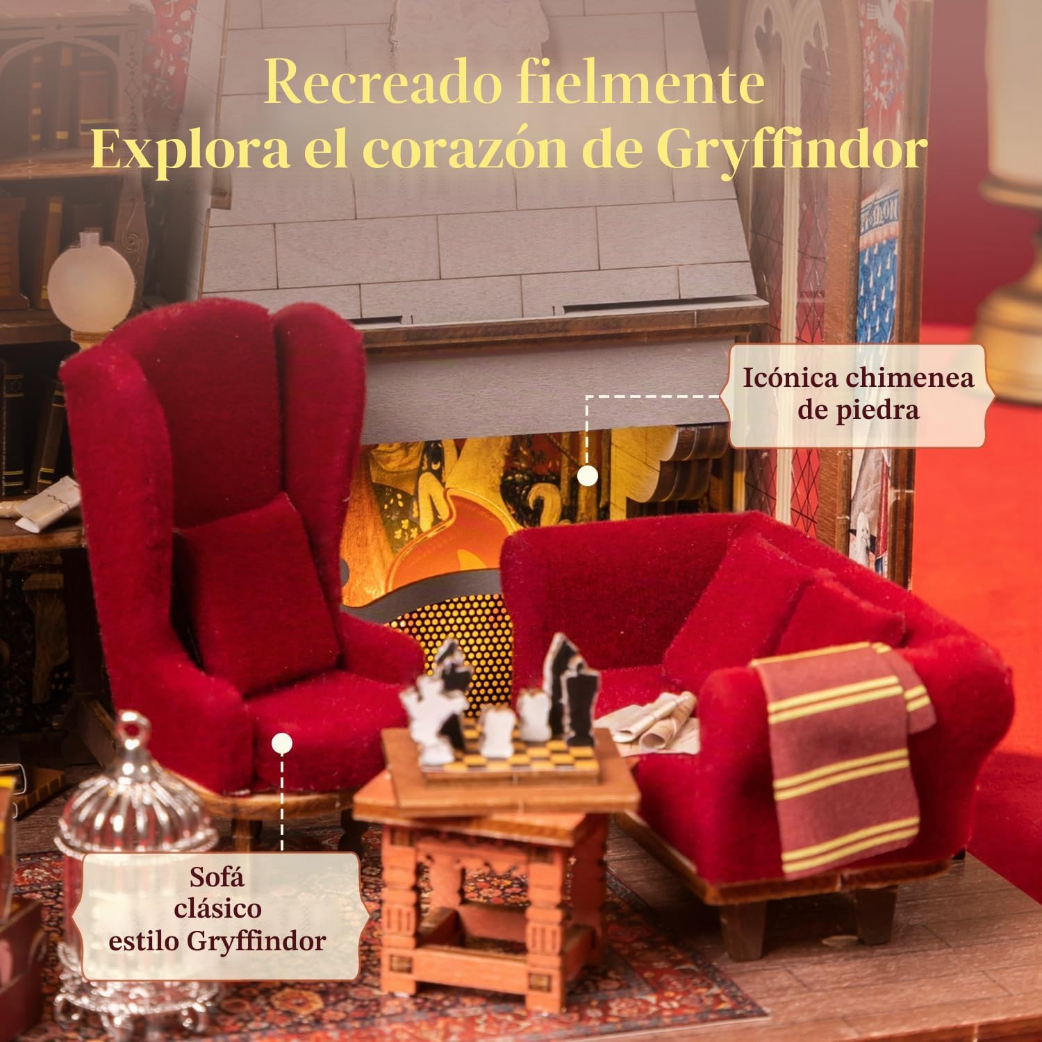 PUREMIND Harry Potter Sala Común Gryffindor, Puzzle 3D Madera, Modelo móvil