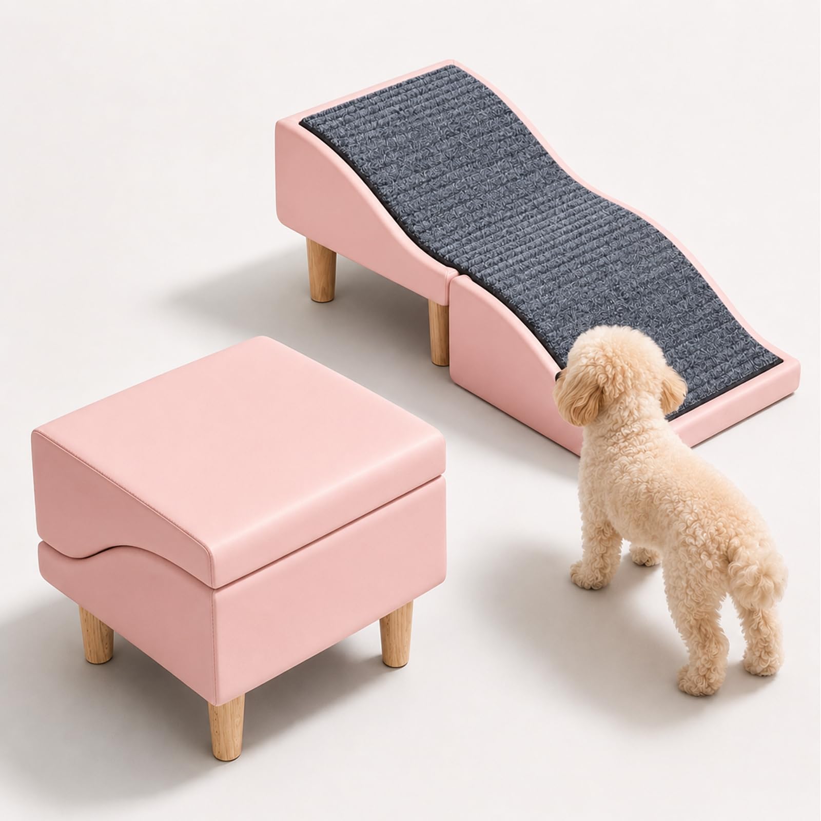 Rampa per cani, Scale per animali, Pouf pieghevole 2 in 1, 80 cm