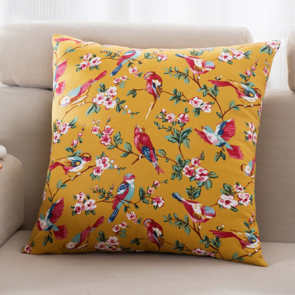 Coussin oiseau américain Version B en tissu de lin mélangé de qualité pour lit et canapé