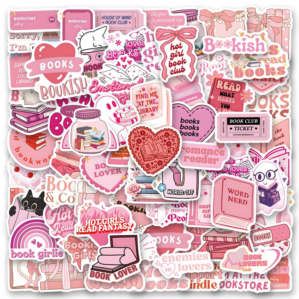 120Pcs Pink Book Stickers, Booktok Reading for Kindle Stickers, Aesthetic Kindle, Book Gifts foiTeens and Adults Women, Girls