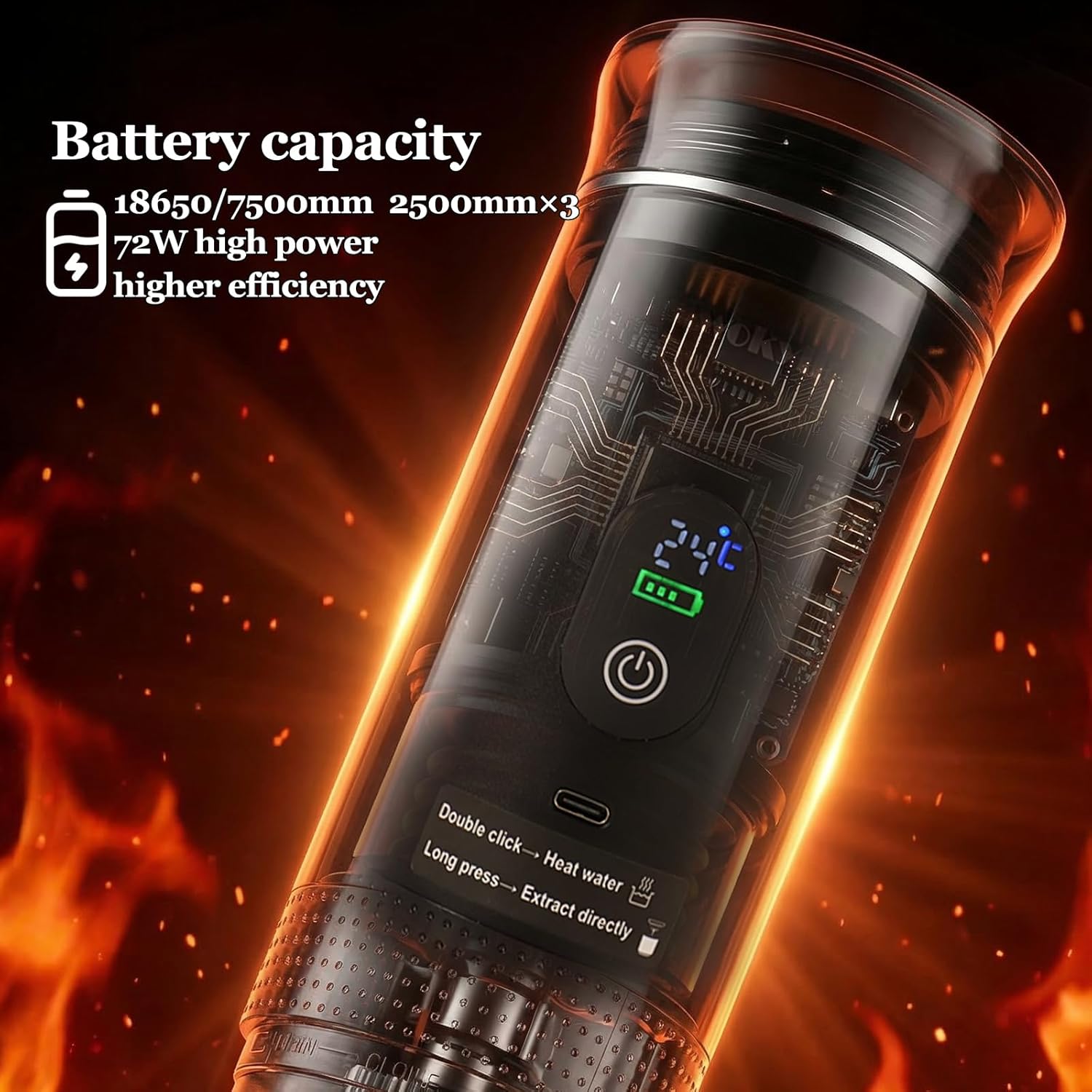 Portable coffee maker Espresso machine,Small battery-powered coffee cup Self-heating portable espresso capsule machine,3-IN-1 with ground coffee and capsules Great for hiking and camping