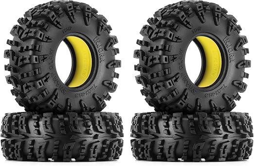INJORA 1.3 Silicone Rubber Inserts and Swamp Claw Tires for TRX4M SCX24 1/18 1/24 RC Crawler Car Upgrade(Yellow)