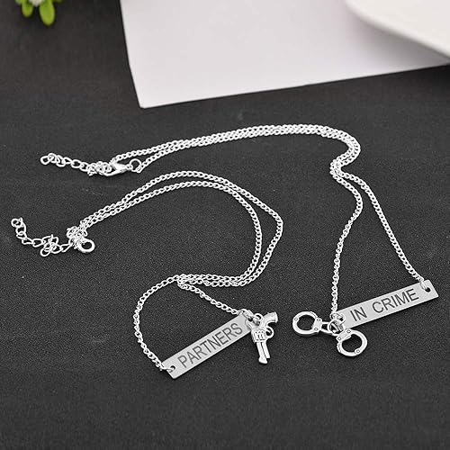 Miniatura 5 de MJartoria Collares de mejor amigo con grabado en inglés Partners in Crime (socios en el crimen) dividido, para 2, aleación, XHAA1F9AXYXSJ1041