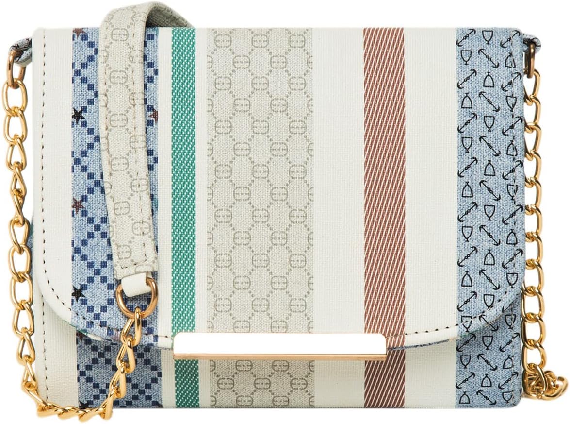 Women Girls Stripes Checks Cross Body Sling Bag