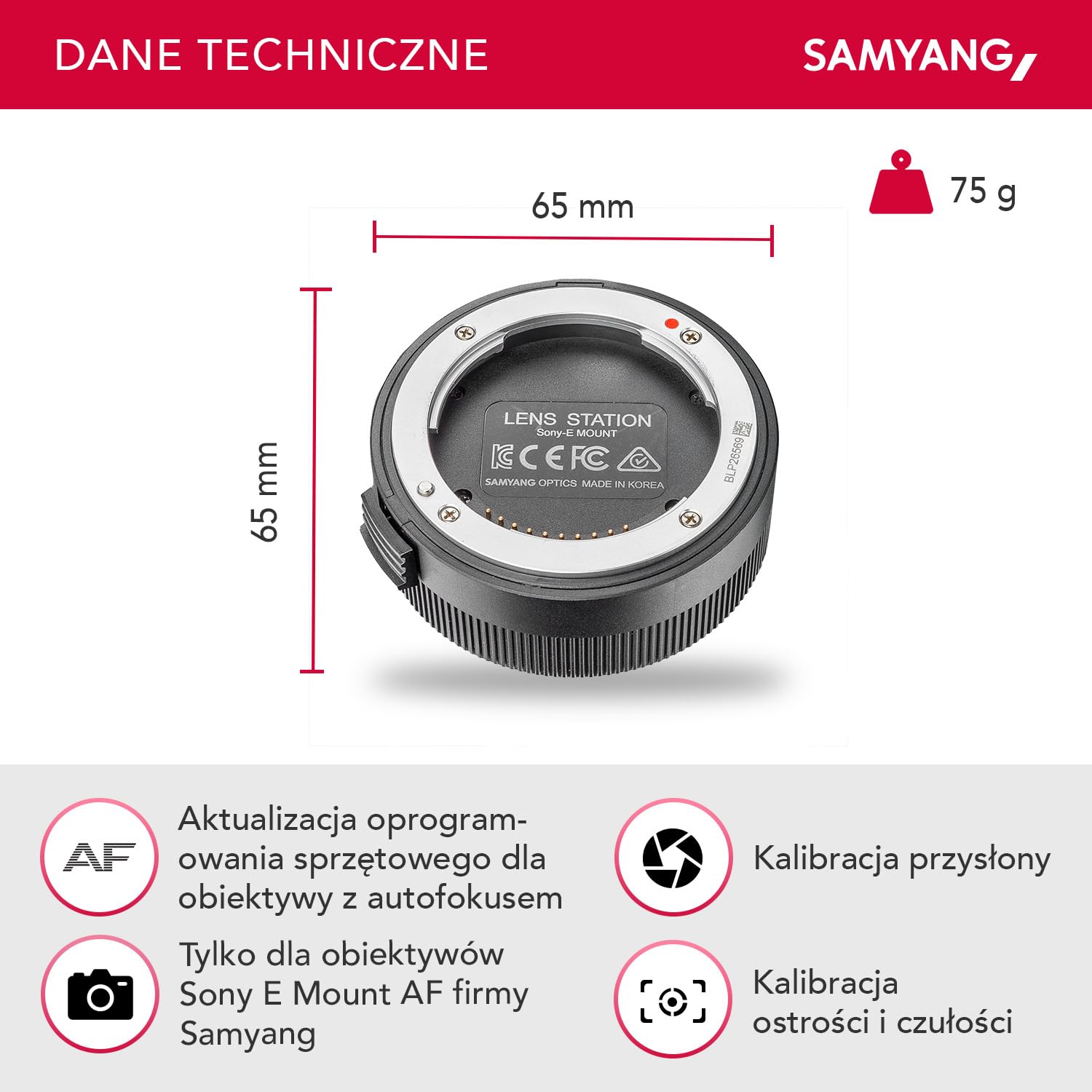 Samyang Sony E Af 7889 Adapter do Obiektywu, Czarny, ‎9,5 x 13 x 8,2 cm