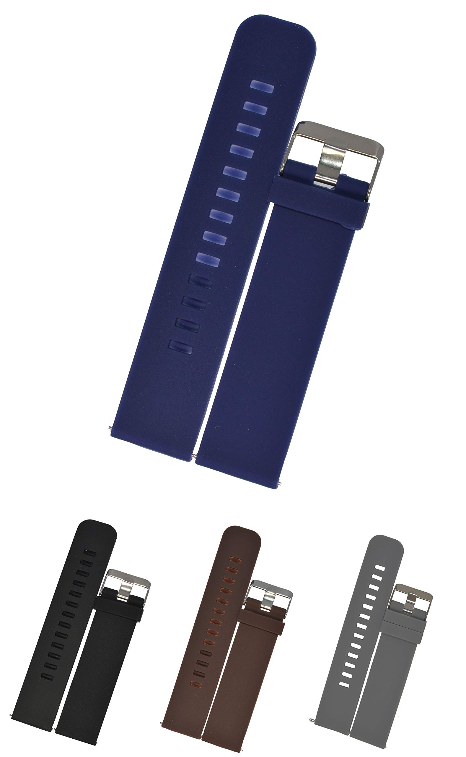 SURU® "Quick Release Silicone Watch Straps - Choose Width - 18mm, 20mm, 22mm & 24mm /Choose Colour- Black, Brown, Blue & Grey - Watch Bands (Blue, 22mm) (B0918MRWXT) Amazon Price History, Amazon Price Tracker