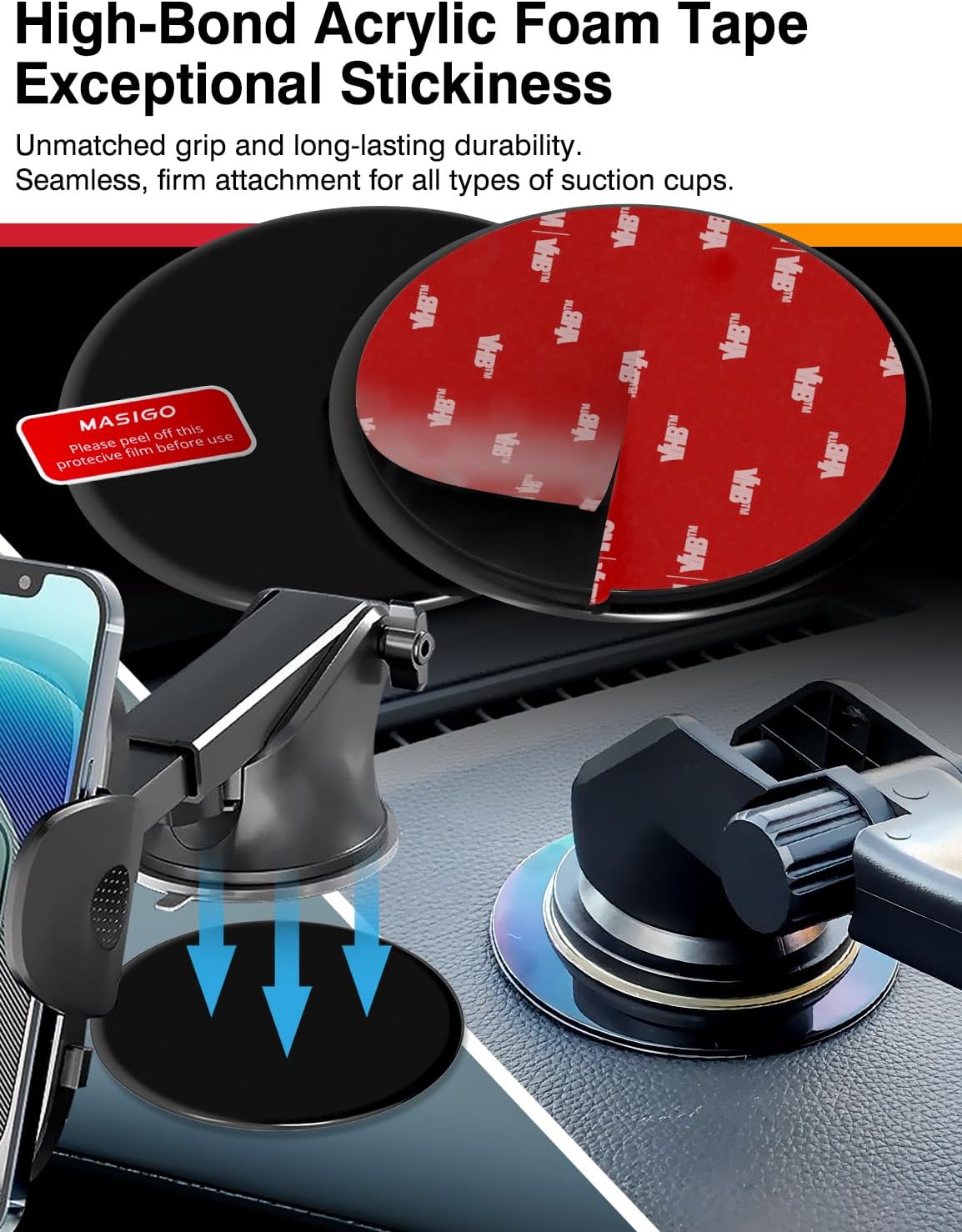 Dashboard Adhesive Mounting Disk Set for Suct Cup Car Mounts – Flat