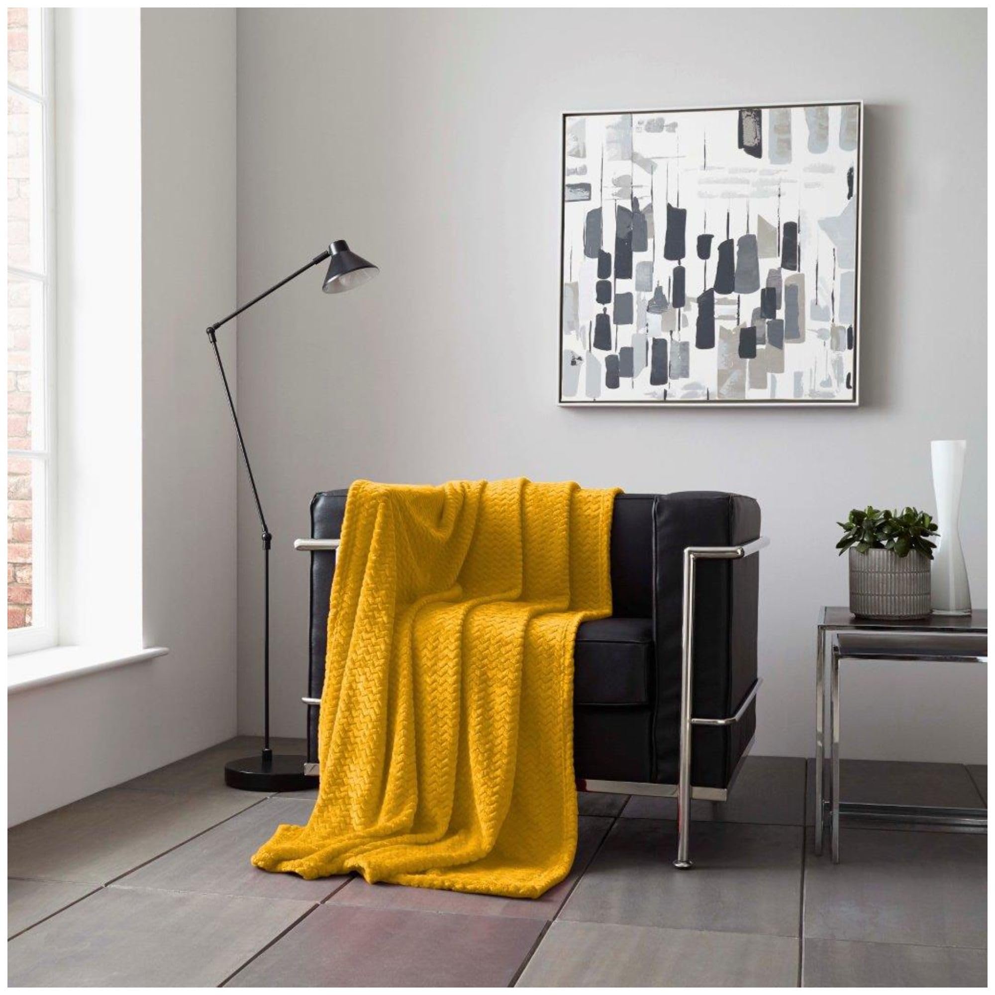 VELVETIO Comfy Wave Fleece Throw, Lightweight 100% Polyester Sherpa Warm Sofa Bed Blanket, Ultra Soft Cuddly Extra Large Armchair Blankets, 200 x 240cm, Ochre