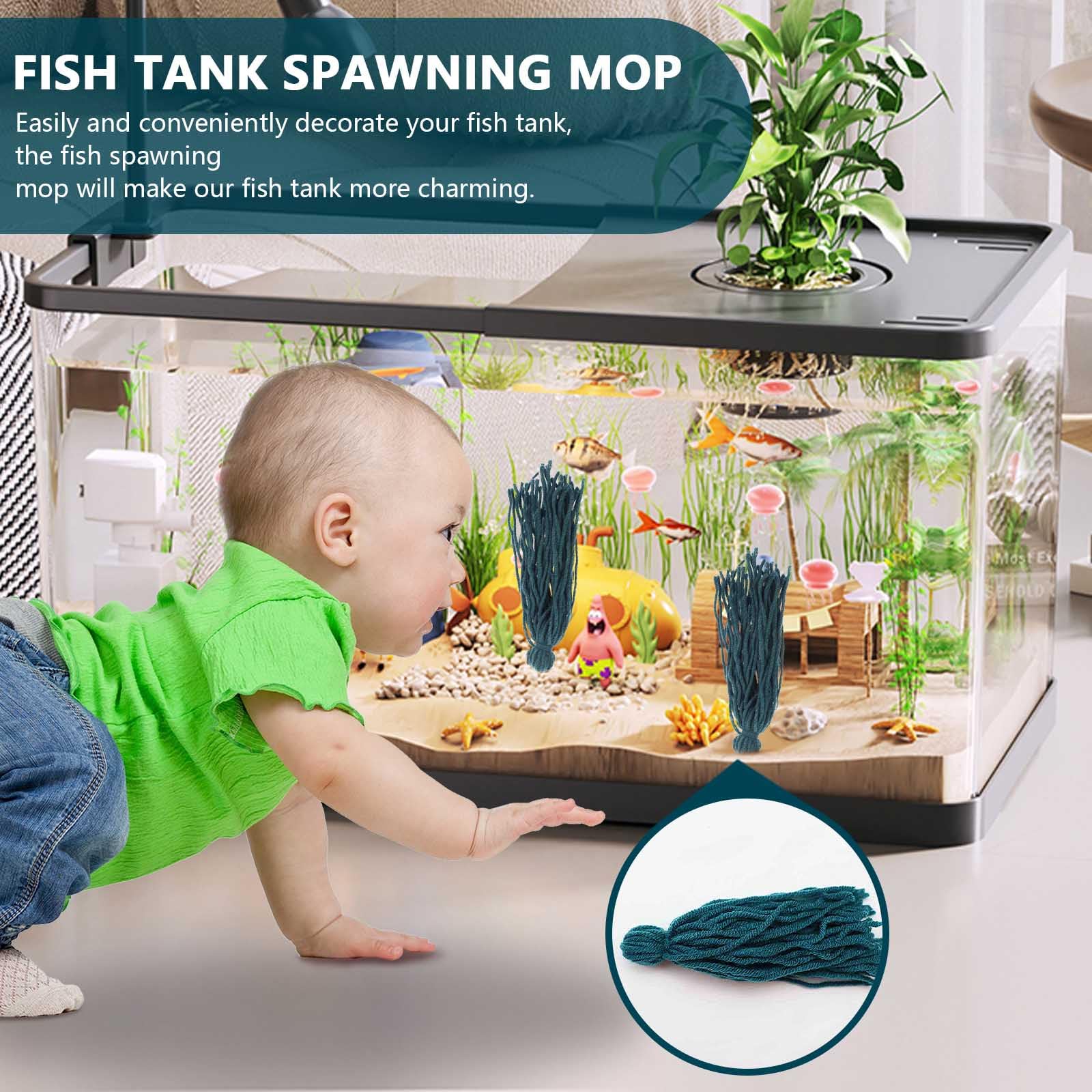 Piante per acquario, mocio per la deposizione delle uova, ideale per attaccare uova di pesce, facile da usare, perfetto per pesci angelo, gamberetti e piccoli pesci, migliora la decorazione
