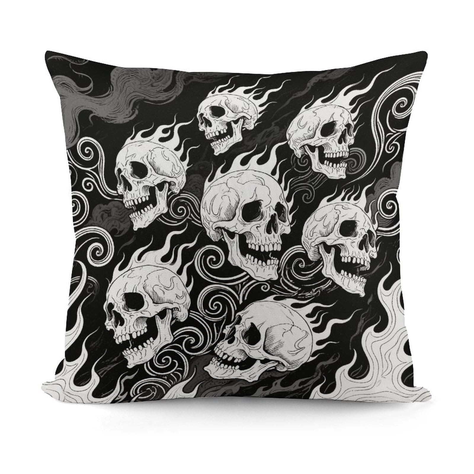 VstaDank Decorative Skull Throw Pillow Covers Luxury Soft Pillowcases Fluffy Plush Accent Pillow Cases Personalized Square Lumbar Pillows Shells for All Seasons 18" X 18"