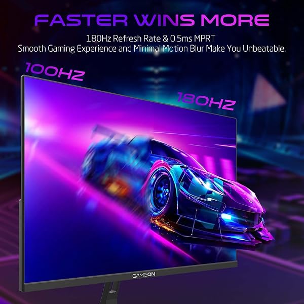 GAMEON 24 Inch 2K QHD Gaming Monitor Fast IPS 2560x1440 Display 180Hz Smooth Performance 0.5ms Adaptive Sync HDMI 2.1 Ideal for PC Console Gaming and Daily Use - 2