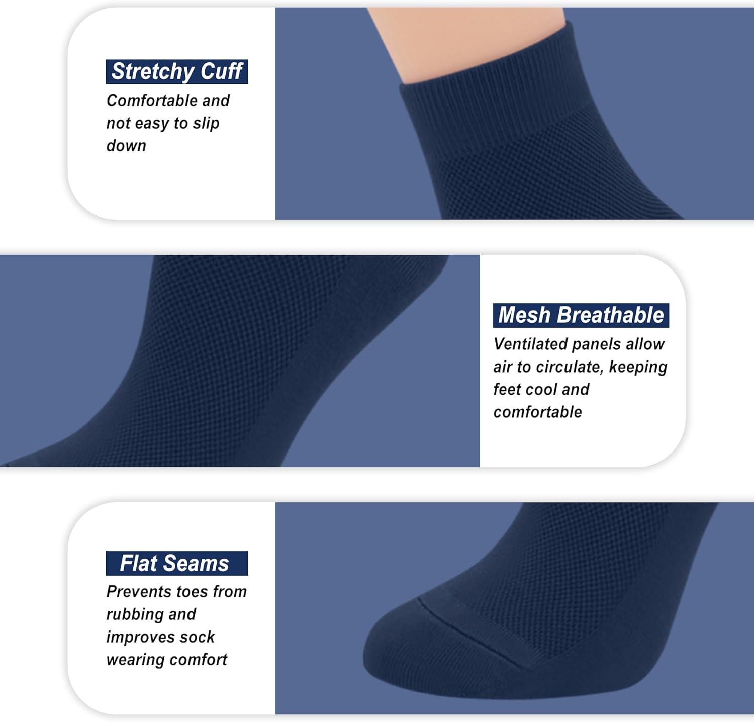 SERISIMPLE Women Thin Viscose Bamboo Above Ankle Sock Breathable Lightweight Classic Crew Casual Mesh Socks 5 Pairs - Image 4