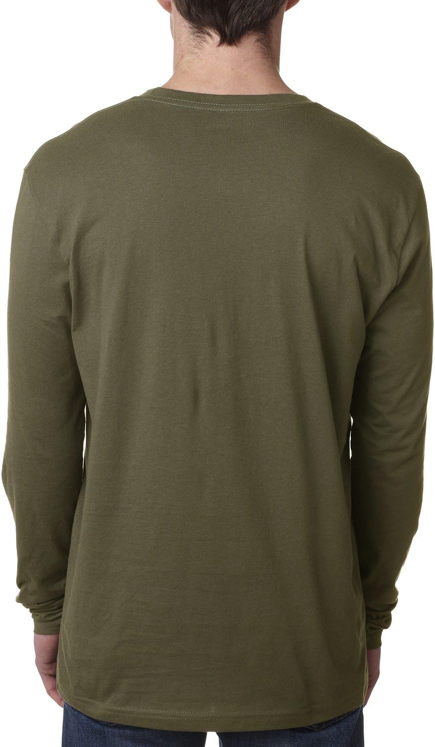 Next Level Men's Cotton Long-Sleeve Crew M MILITARY GREEN - Image 4