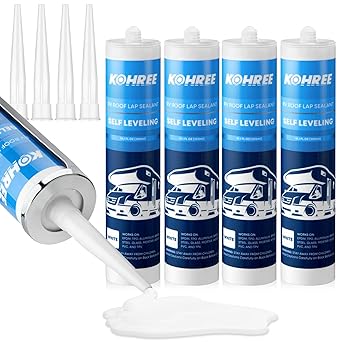 Kohree RV Roof Sealant 4 Pack, Self-Leveling, White, Waterproof