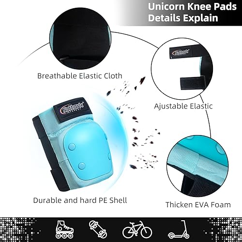 Miniatura 14 de Nattork Rodilleras para niños y jóvenes, rodilleras y coderas con muñequeras 6 en 1, juego de equipo de protección para monopatín, patines en línea