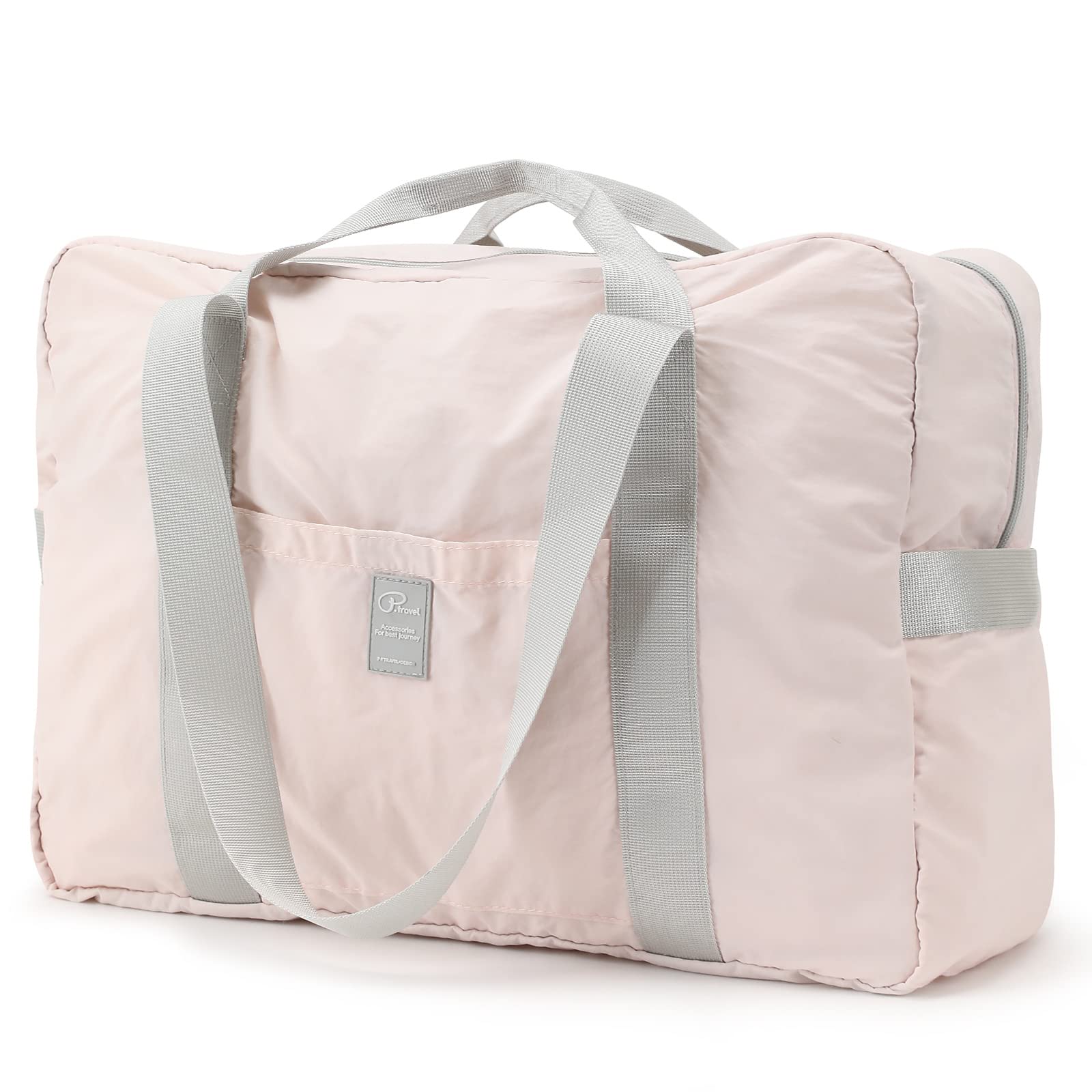 VanFn Borsone da viaggio pieghevole, borsone sportivo da palestra, borsa da palestra in nylon impermeabile, borsone leggero per donne e uomini, borsa da weekend all'aperto, serie P.Travel, Rosa chiaro