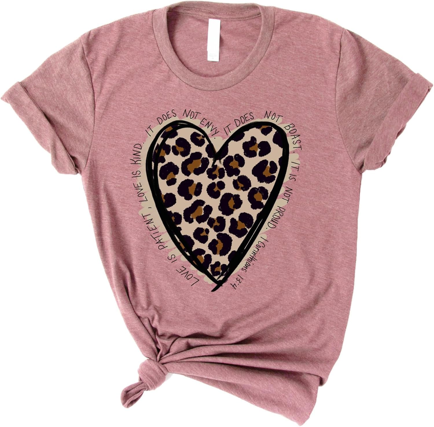 Love in Faith, Love Leopard, Christian T-Shirts for Women, Faith-Based Apparel