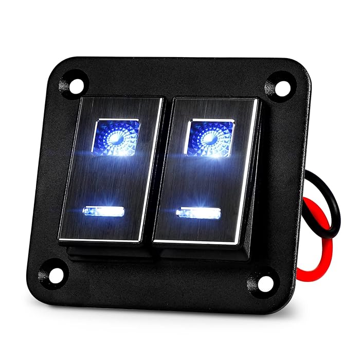 Buy Rocker Switch, 2 Gang Aluminum Waterproof Marine Switch Panel Light