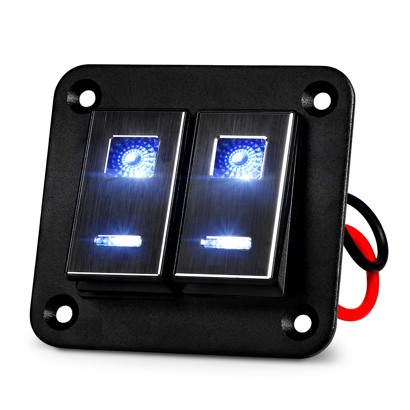 Buy Rocker Switch, 2 Gang Aluminum Waterproof Marine Switch Panel Light