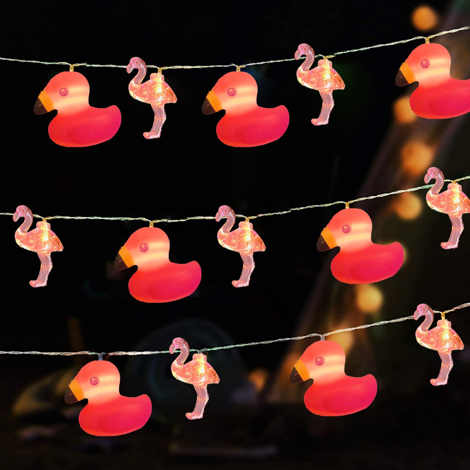 Riaxuebiy 1.65M 10 LED Cut Flamingo String Lights Flamingo Lights Battery Operated Animal Ornament Children's Bedroom Night Light (Flamingo)