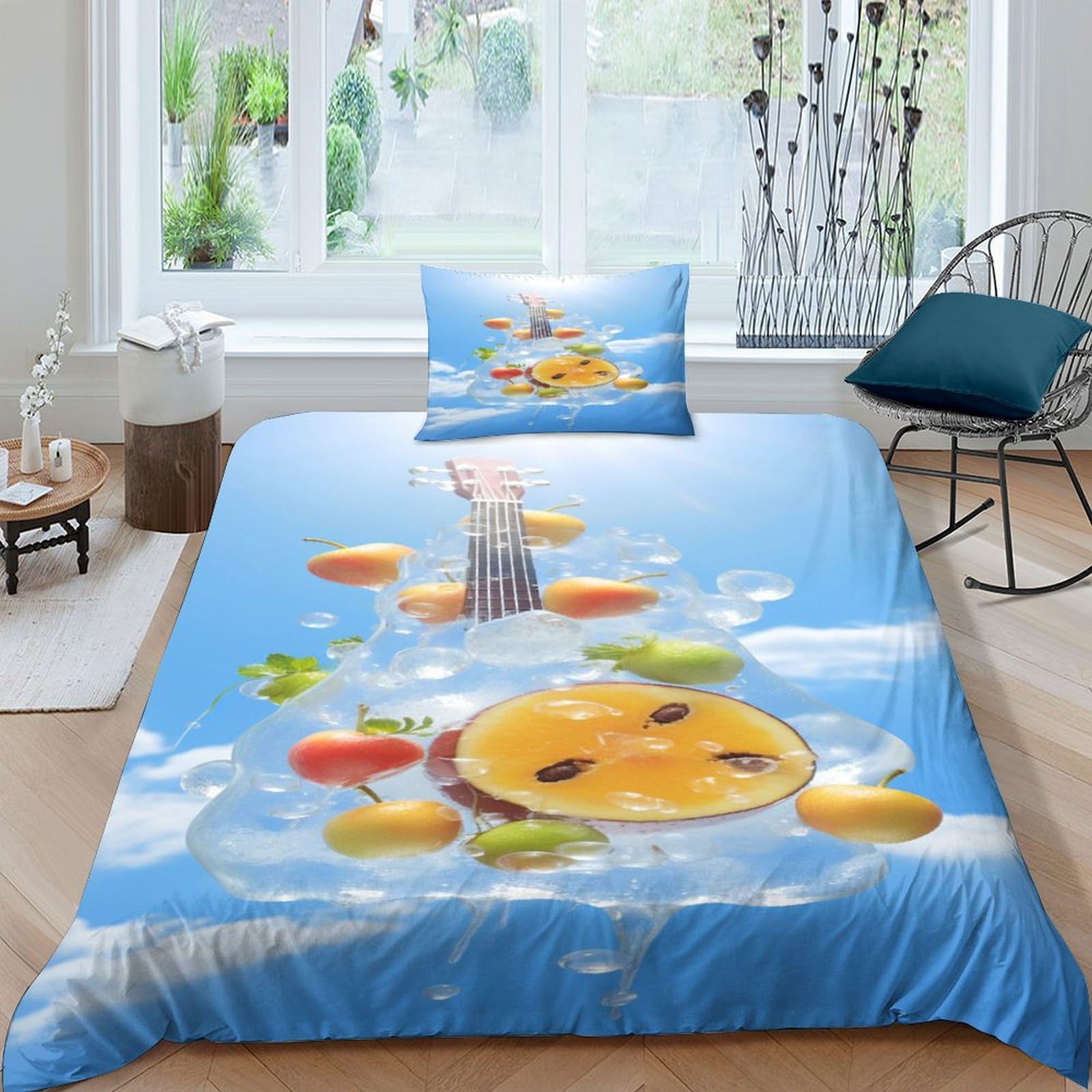 Guitare Ensemble De Literie 3D avec microfibre housse couette 135x200