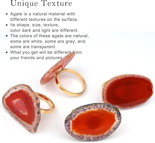 Miniatura 3 de CozyTower - Juego de 4 servilleteros de ágata dorados, para servilletas de tela, decoraciones únicas de boda, servilletero, accesorios de cocina