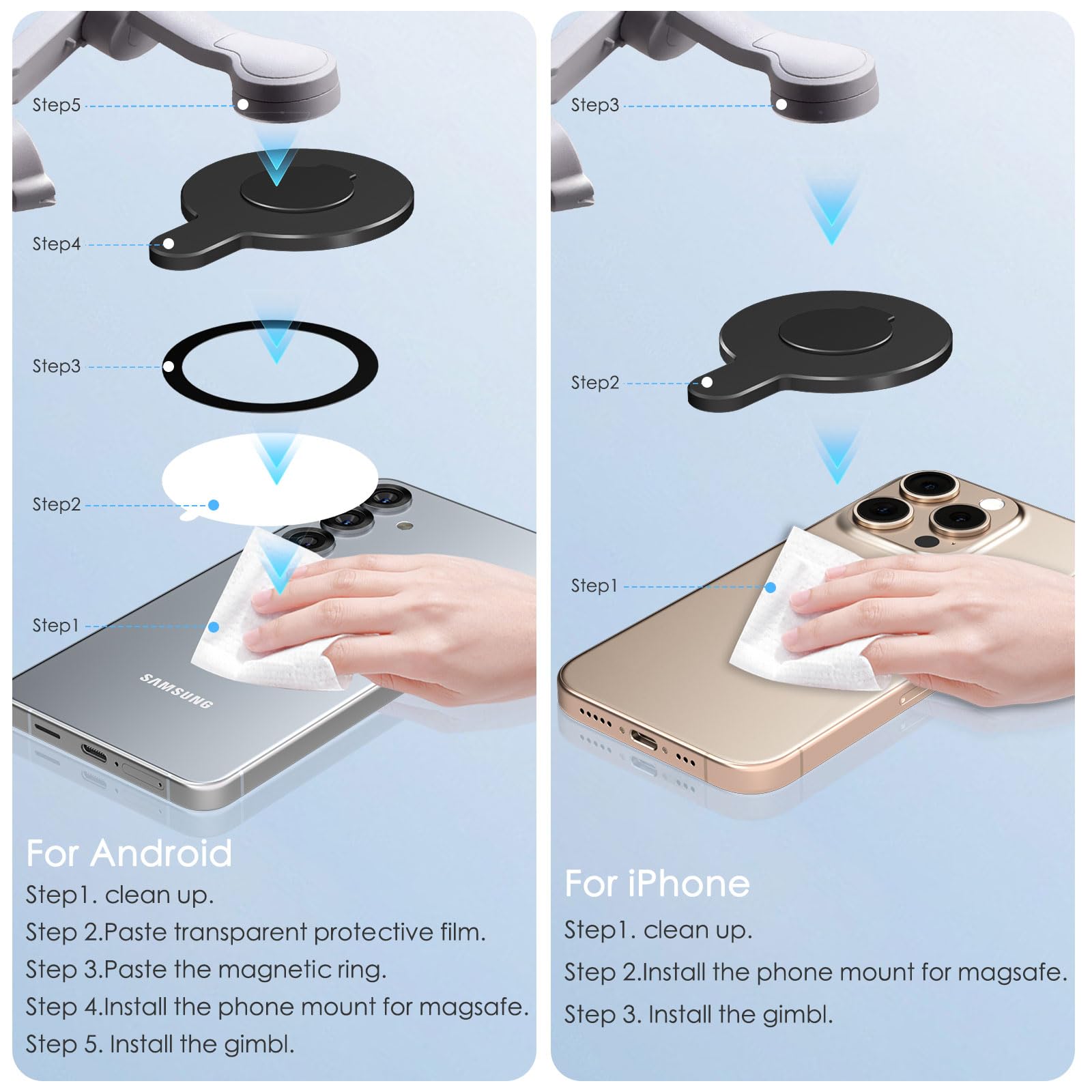 CloudValley Magnetyczny adapter do szybkiego montażu do DJI OM 7P 7, kompatybilny z DJI OM Mobile 6 5 4 SE Gimbals stabilizator akcesoria magnetyczne, czarny
