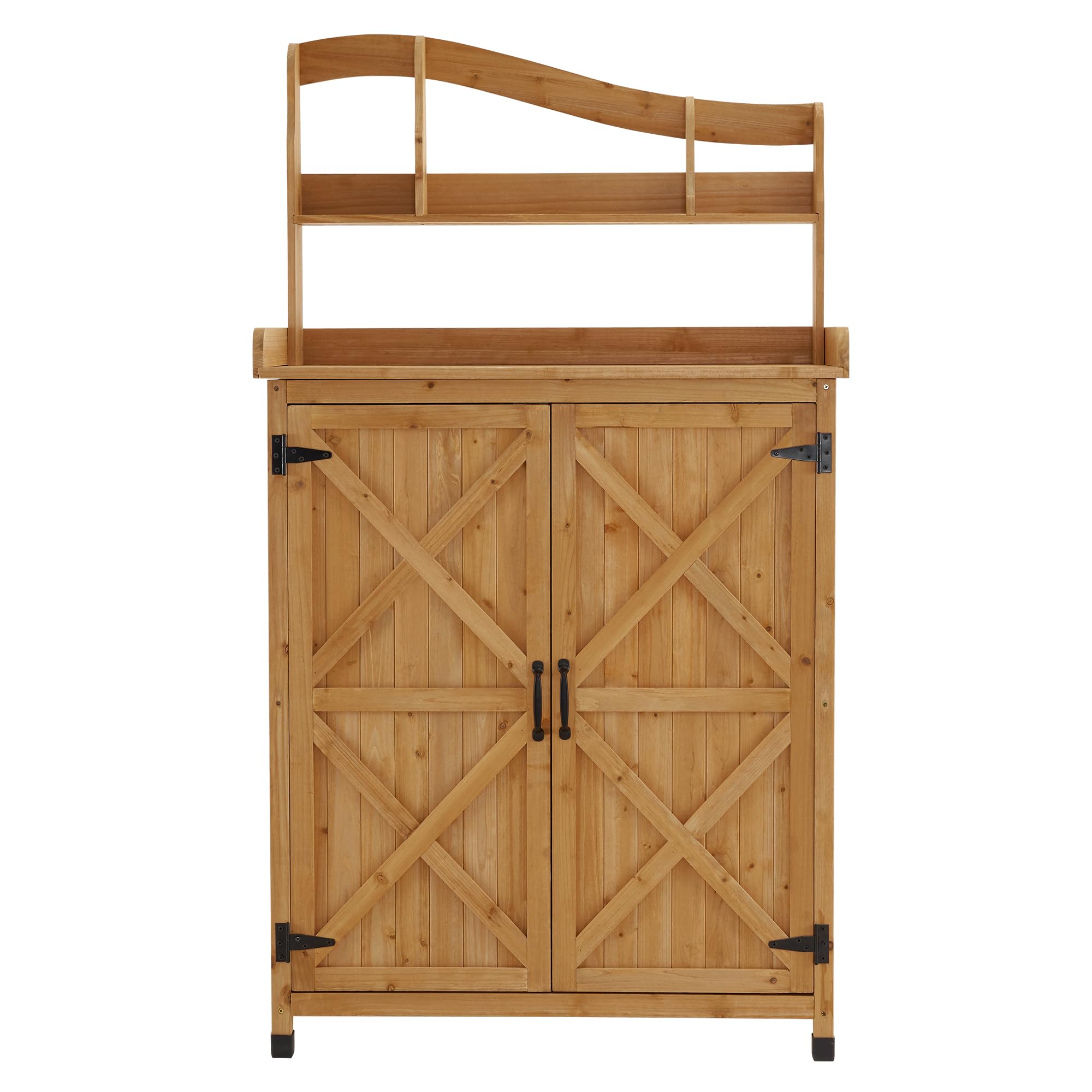 M MCombo 0439 Table de jardinage d'extérieur résistante aux intempéries avec plan de travail en bois pour jardin, balcon et terrasse (naturel)