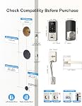 Hornbill Smart Keypad Door Lock Set, Keyless Entry Front Door with Handle, Smart Deadbolt Lock Set, Bluetooth Digital Touchscreen with APP/IC Card/Auto&One-Touch Lock, Satin Nickel