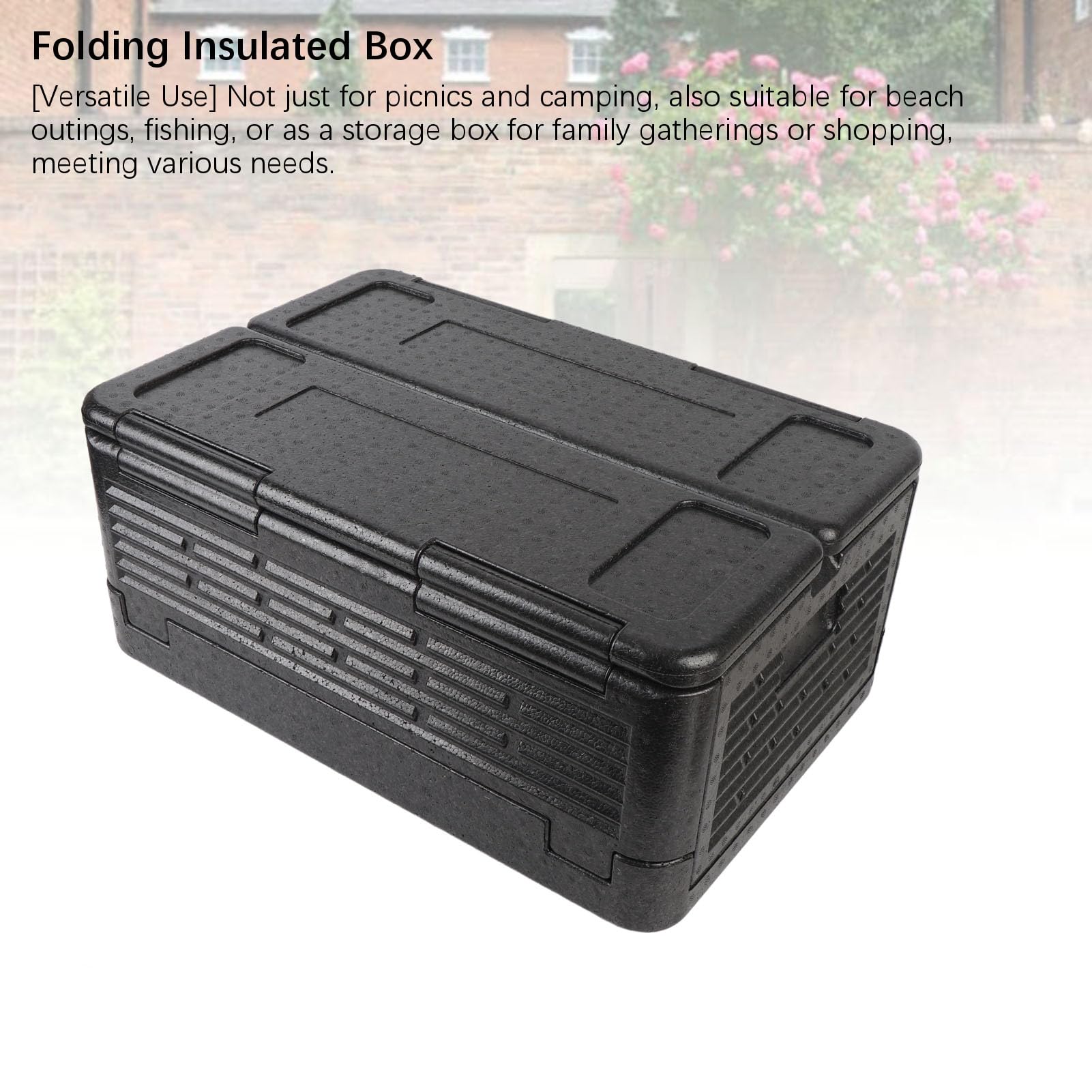 KKPLZZ Caja Isotérmica para Transportar Alimentos, Caja Plegable de Gran Capacidad de 60 Litros con Aislamiento Térmico y Material EPP de Primera Calidad para Camping, Picnic, Pla (Negro)