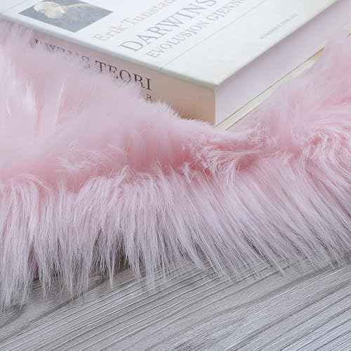 Miniatura 4 de HLZHOU - Alfombra suave de piel de oveja sintética, funda de silla, cojín de asiento de piel mullida, alfombra decorativa antideslizante para