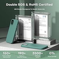 Vista 5 de TOCOL Funda 5 en 1 para iPhone 13, con 2 protectores de pantalla + 2 protectores de lente de cámara, funda de silicona líquida para iPhone 13, verde